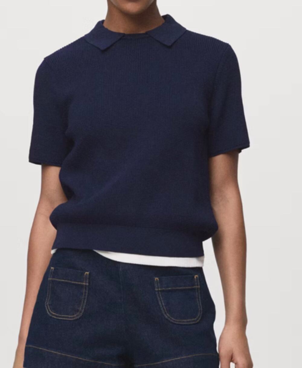La Vila Milano Navy Collared Polo Short Sleeve Sweater Size Large
